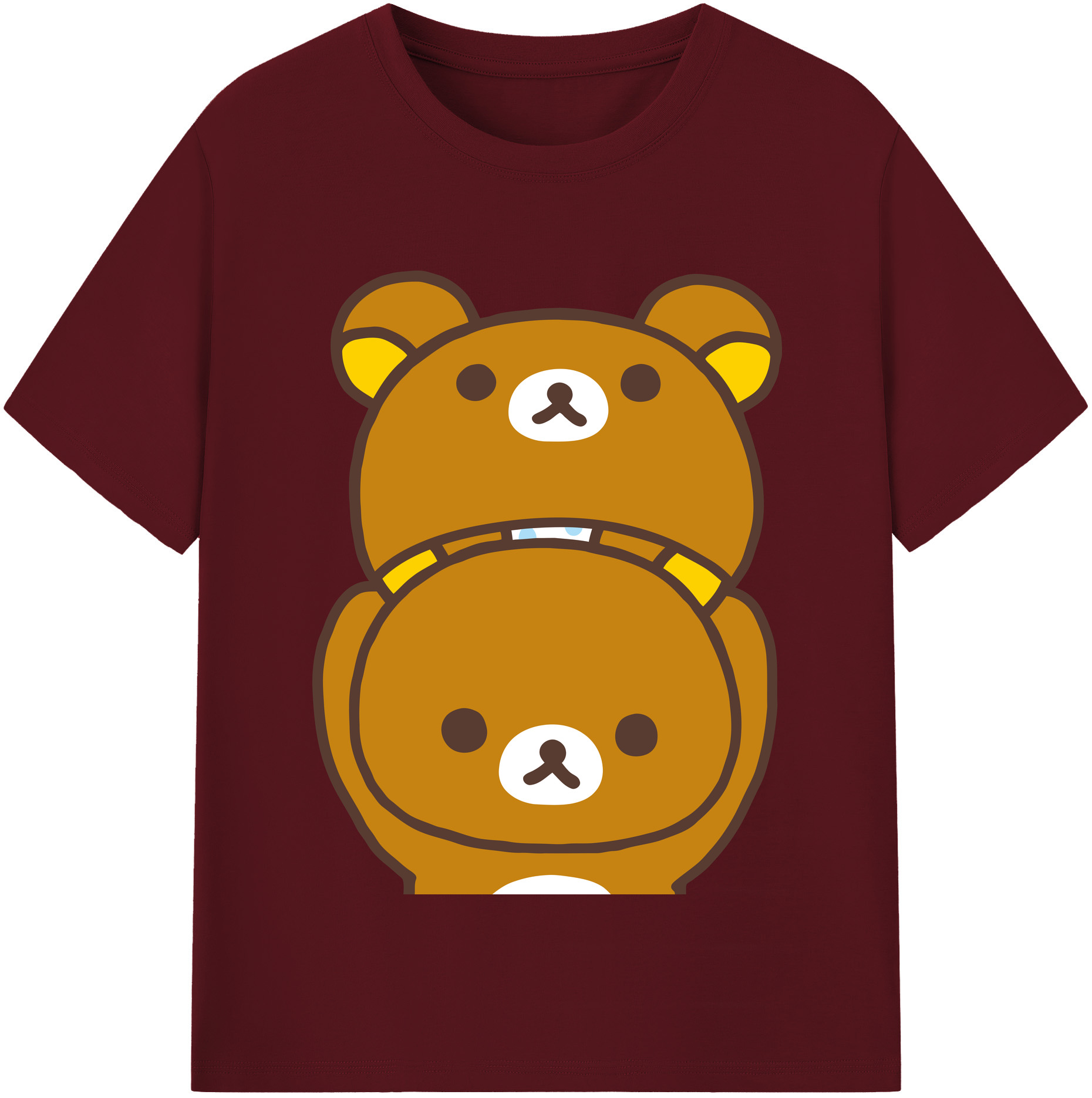 （画像用） リラックマ リラックマ キイロイトリ Rilakkuma Korilakkuma Kiiroitori 綿100％半袖Tシャツ（フロントプリント）